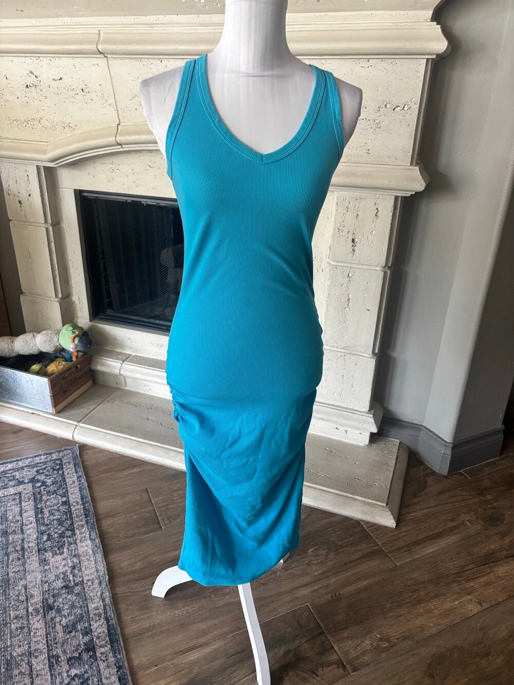 A New Day Blue Ribbed Maxi Fitted Dress Size S